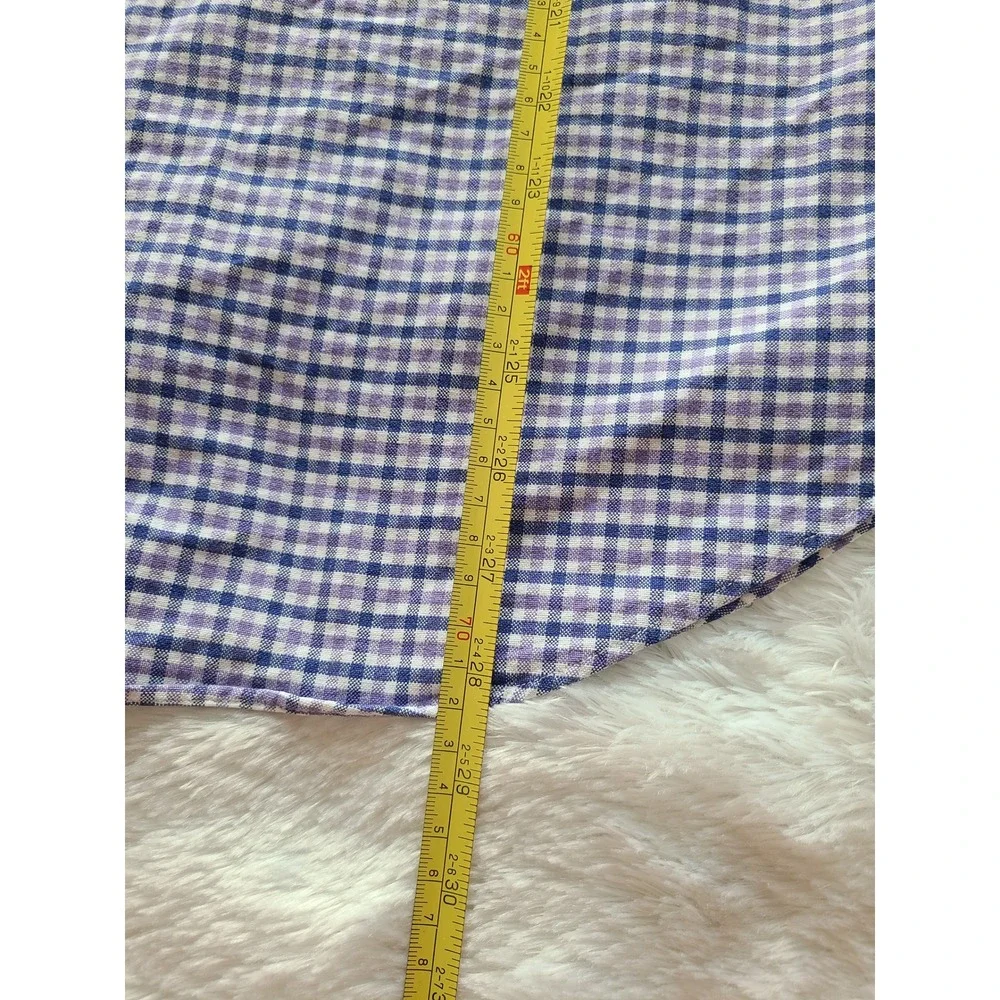 Polo Ralph Lauren Mens Gingham Button Down Shirt Purple Blue Cotton Small